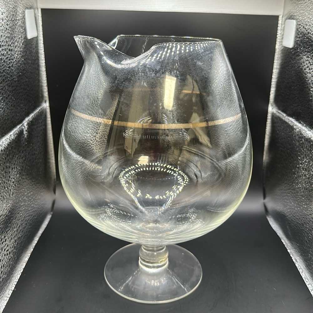 MCM Hand Blown Platinum Banded Cocktail Brandy Snifter Pitcher (Roly Poly)